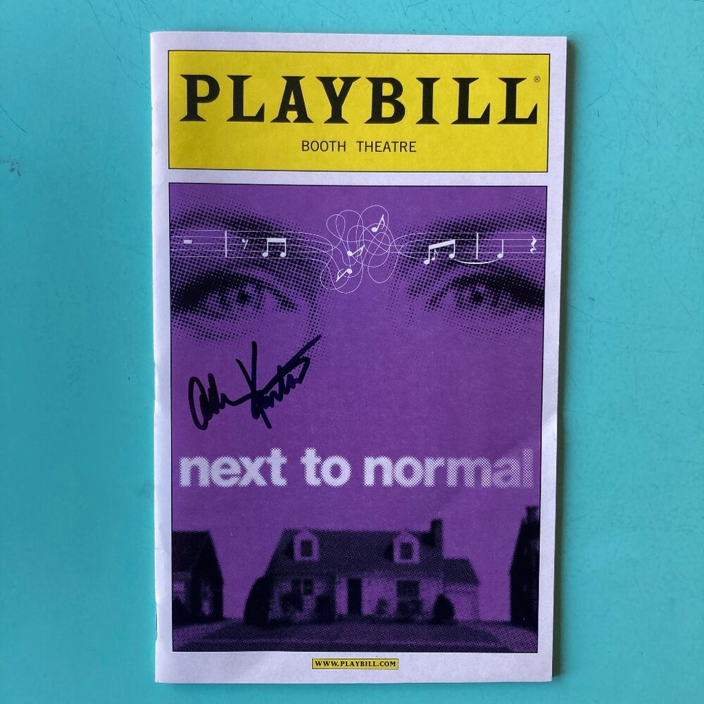 Adam Kantor (Only) Signed Playbill next to normal Marin Mazzie Diagonal Crease